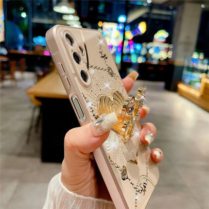 For Samsung Galaxy A15 4G / A15 5G Case Kickstand TPU+PC Rhinestones Decor Phone Cover