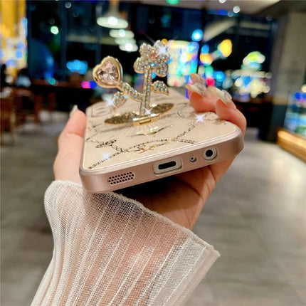 For Samsung Galaxy A15 4G / A15 5G Case Kickstand TPU+PC Rhinestones Decor Phone Cover