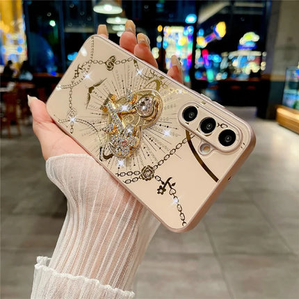 For Samsung Galaxy A15 4G / A15 5G Case Kickstand TPU+PC Rhinestones Decor Phone Cover