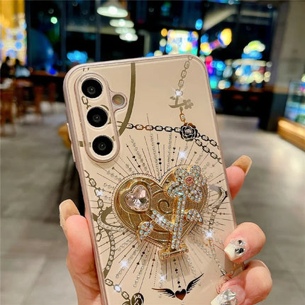For Samsung Galaxy A15 4G / A15 5G Case Kickstand TPU+PC Rhinestones Decor Phone Cover