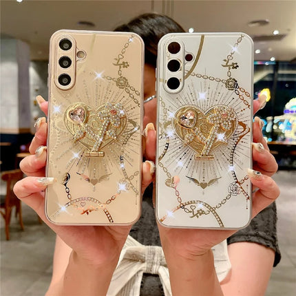For Samsung Galaxy A15 4G / A15 5G Case Kickstand TPU+PC Rhinestones Decor Phone Cover