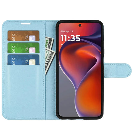 For Motorola Moto G15 4G Case Litchi Texture Shockproof Leather Wallet Phone Cover