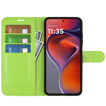 For Motorola Moto G15 4G Case Litchi Texture Shockproof Leather Wallet Phone Cover