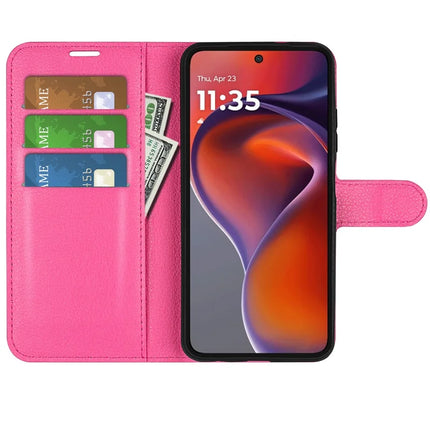 For Motorola Moto G15 4G Case Litchi Texture Shockproof Leather Wallet Phone Cover