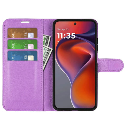 For Motorola Moto G15 4G Case Litchi Texture Shockproof Leather Wallet Phone Cover