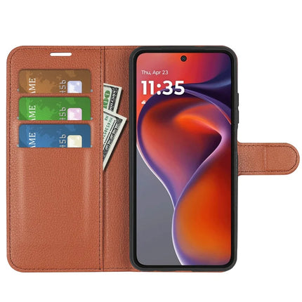 For Motorola Moto G15 4G Case Litchi Texture Shockproof Leather Wallet Phone Cover
