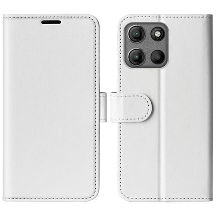 For Motorola Moto G15 4G Wallet Case Crazy Horse Texture Stand Leather Phone Cover - White