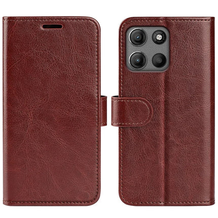 For Motorola Moto G15 4G Wallet Case Crazy Horse Texture Stand Leather Phone Cover - Brown