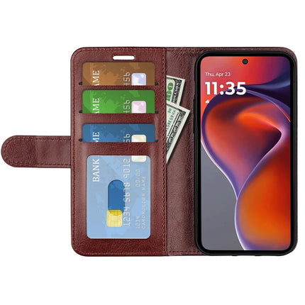 For Motorola Moto G15 4G Wallet Case Crazy Horse Texture Stand Leather Phone Cover