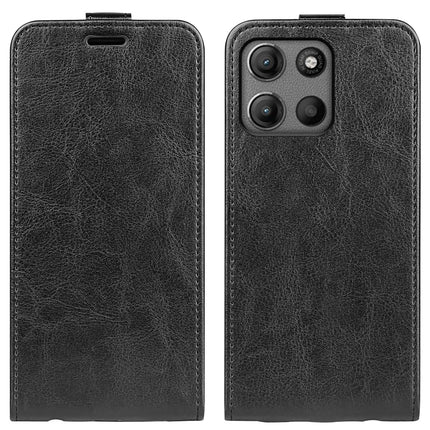 For Motorola Moto G15 4G Case with Card Slots Vertical Flip Leather Phone Cover - Black