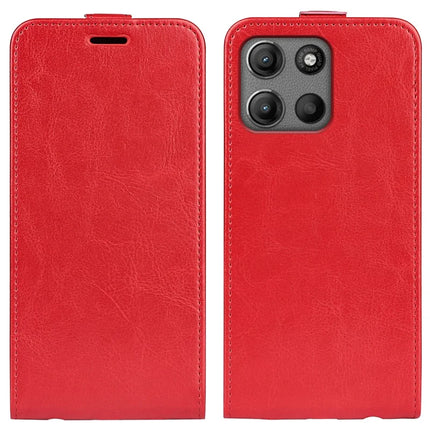For Motorola Moto G15 4G Case with Card Slots Vertical Flip Leather Phone Cover - Red