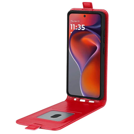 For Motorola Moto G15 4G Case with Card Slots Vertical Flip Leather Phone Cover