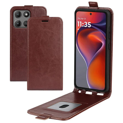 For Motorola Moto G15 4G Case with Card Slots Vertical Flip Leather Phone Cover
