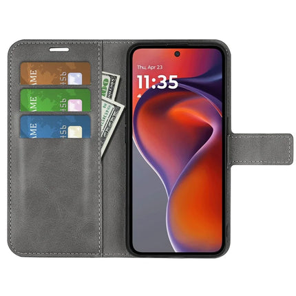For Motorola Moto G15 4G Stand Case Anti-Scratch Calf Texture Leather Phone Cover