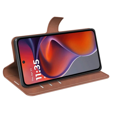 For Motorola Moto G15 4G Stand Case Anti-Scratch Calf Texture Leather Phone Cover