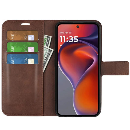 For Motorola Moto G15 4G Stand Case Anti-Scratch Calf Texture Leather Phone Cover