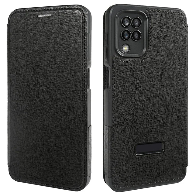 For Samsung Galaxy A12 Magnetic Case Eco-Friendly RPET Leather Phone Cover GRS Certified - Black
