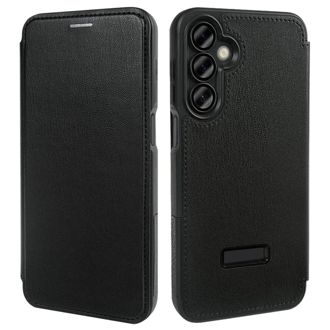 For Samsung Galaxy A16 5G / A16 4G Magnetic Case Eco-Friendly RPET Leather Phone Cover GRS Certified - Black