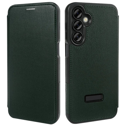 For Samsung Galaxy A16 5G / A16 4G Magnetic Case Eco-Friendly RPET Leather Phone Cover GRS Certified - Blackish Green