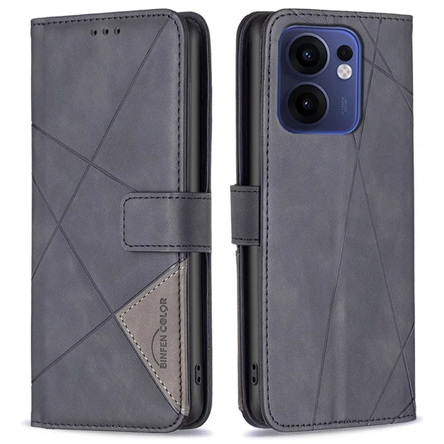 BINFEN COLOR BF05 For Oppo Reno13 F 5G Case Leather Phone Cover Wallet Stand - Black