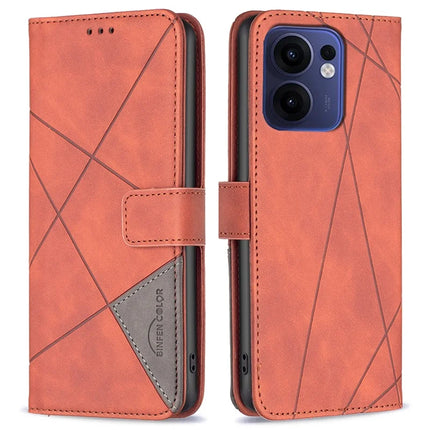 BINFEN COLOR BF05 For Oppo Reno13 F 5G Case Leather Phone Cover Wallet Stand - Brown