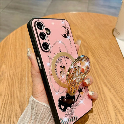 For Samsung Galaxy A54 5G Magnetic Case Kickstand TPU + PC Rhinestones Decor Phone Cover