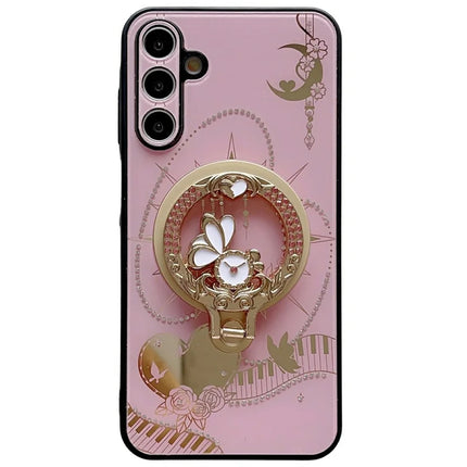 For Samsung Galaxy A54 5G Magnetic Case Kickstand TPU + PC Rhinestones Decor Phone Cover - Pink