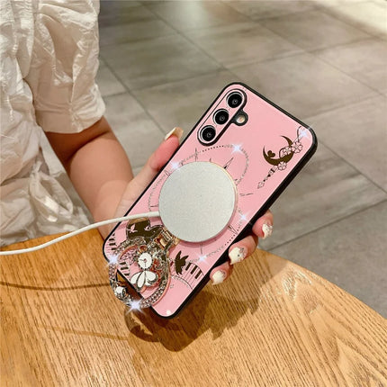 For Samsung Galaxy A15 4G / A15 5G Magnetic Case Kickstand TPU + PC Rhinestones Decor Phone Cover