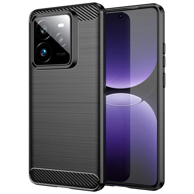 For Realme GT 7 Pro 5G Case Protective Phone Cover Carbon Fiber Texture Brushed - Black