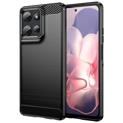 For Motorola Moto G Power (2025) Case Protective Phone Cover Carbon Fiber Texture Brushed - Black