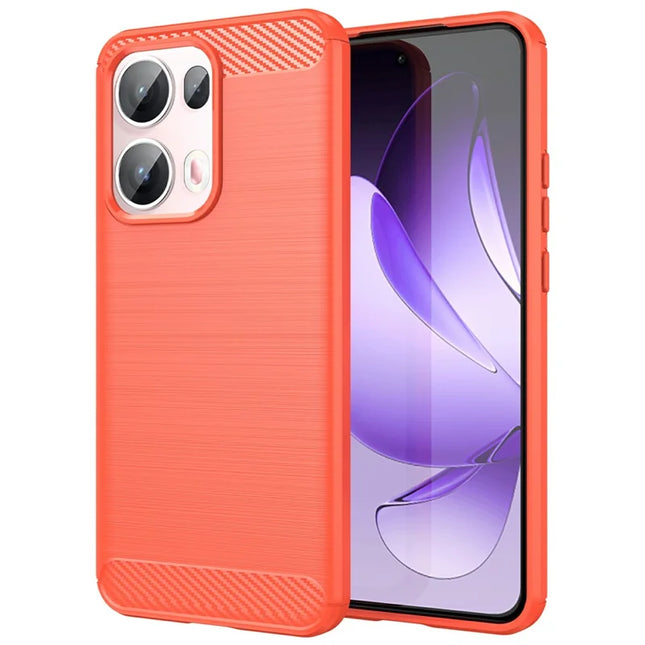 For Oppo Reno13 Pro 5G Case Protective Phone Cover Carbon Fiber Texture Brushed - Red