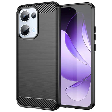 For Oppo Reno13 5G (Global) Case Protective Phone Cover Carbon Fiber Texture Brushed - Black