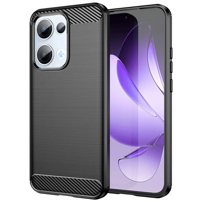 For Oppo Reno13 5G (Global) Case Protective Phone Cover Carbon Fiber Texture Brushed - Black