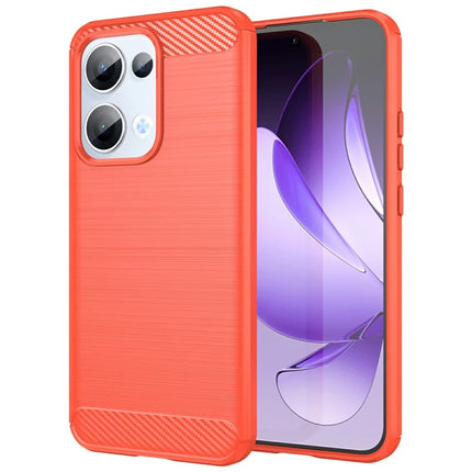 For Oppo Reno13 5G (Global) Case Protective Phone Cover Carbon Fiber Texture Brushed - Red