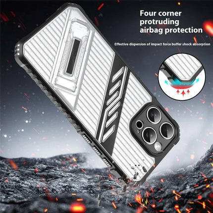 For iPhone 16 Pro Max Case Folding Kickstand PC + TPU Anti Drop Phone Cover