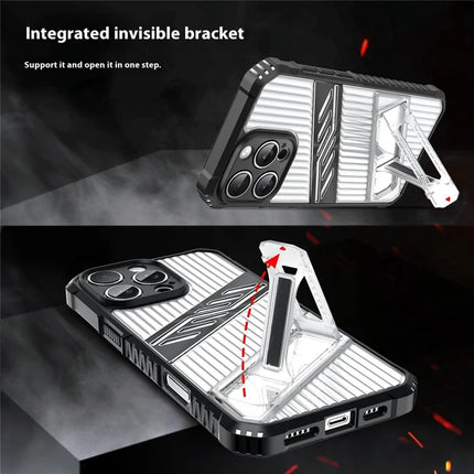 For iPhone 16 Pro Max Case Folding Kickstand PC + TPU Anti Drop Phone Cover