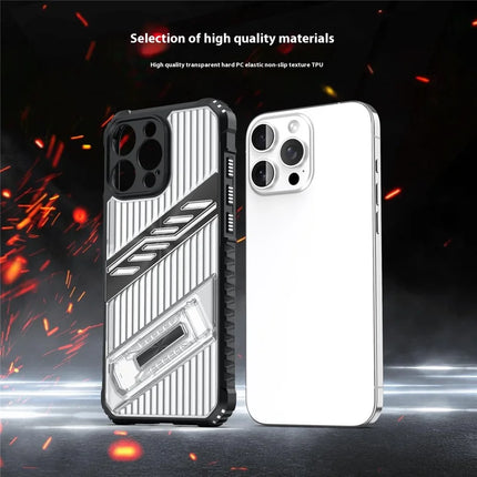 For iPhone 16 Pro Max Case Folding Kickstand PC + TPU Anti Drop Phone Cover