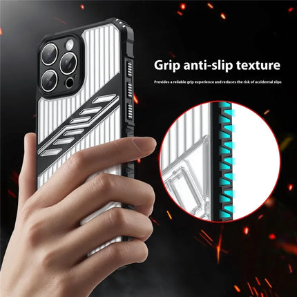 For iPhone 16 Pro Max Case Folding Kickstand PC + TPU Anti Drop Phone Cover