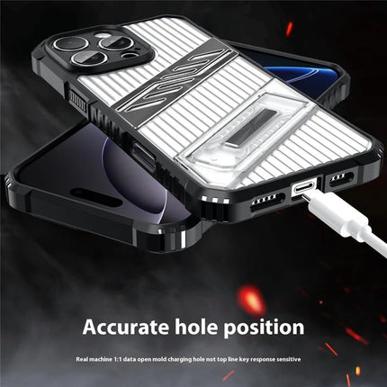 For iPhone 16 Pro Max Case Folding Kickstand PC + TPU Anti Drop Phone Cover
