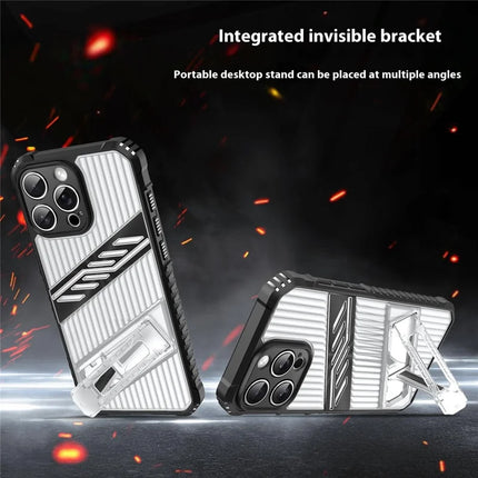 For iPhone 16 Pro Max Case Folding Kickstand PC + TPU Anti Drop Phone Cover