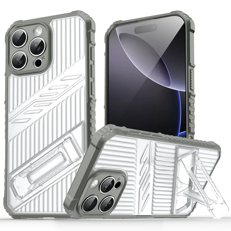 ShopCaseCart Stylish Kickstand iPhone 16 Pro Protective cover Invisible Kickstand PC + TPU Anti Drop Phone Guard