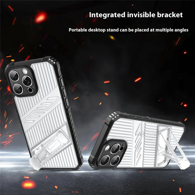 For iPhone 16 Pro Case Invisible Kickstand PC + TPU Anti Drop Phone Cover