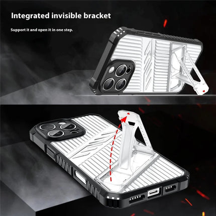 For iPhone 16 Pro Case Invisible Kickstand PC + TPU Anti Drop Phone Cover