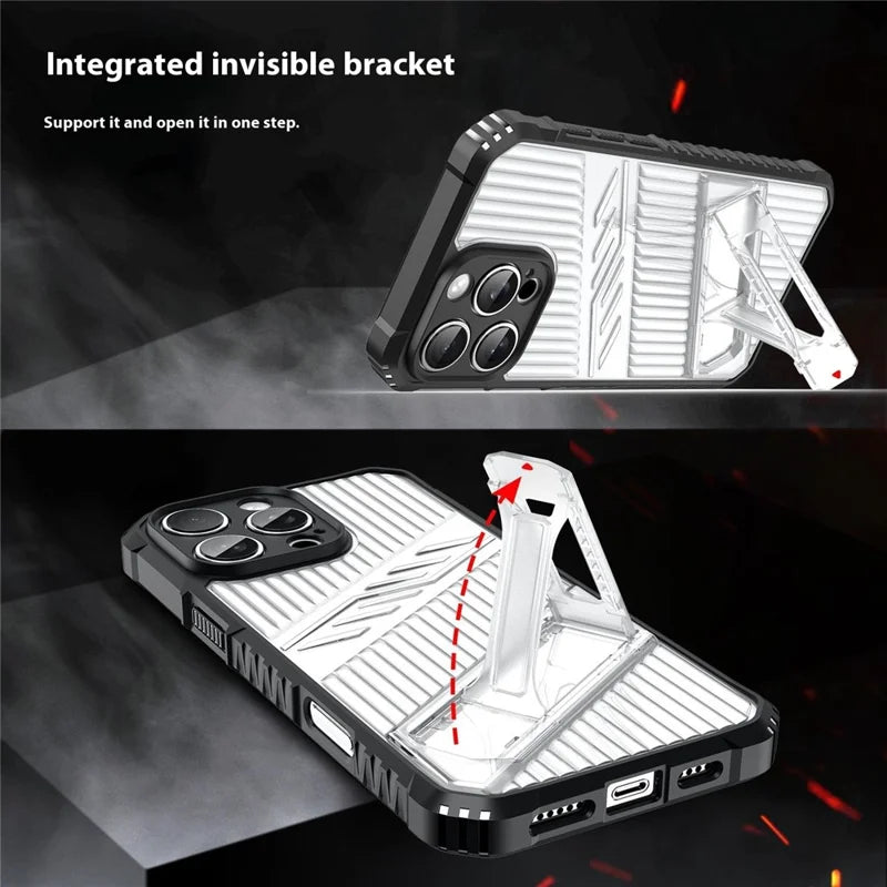 ShopCaseCart Stylish Kickstand iPhone 16 Pro Protective cover Invisible Kickstand PC + TPU Anti Drop Phone Guard