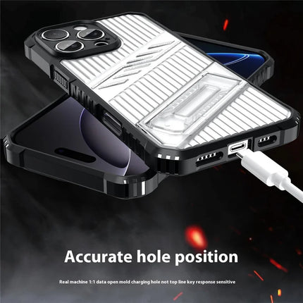 For iPhone 16 Pro Case Invisible Kickstand PC + TPU Anti Drop Phone Cover
