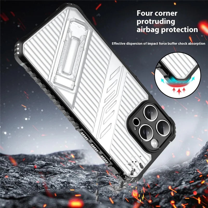 ShopCaseCart Stylish Kickstand iPhone 16 Pro Protective cover Invisible Kickstand PC + TPU Anti Drop Phone Guard