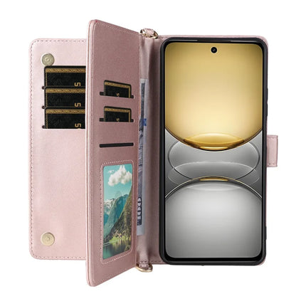 Wallet Phone Case for Realme 14x 5G / V60 Pro / C75 Leather Phone Cover with Shoulder Strap