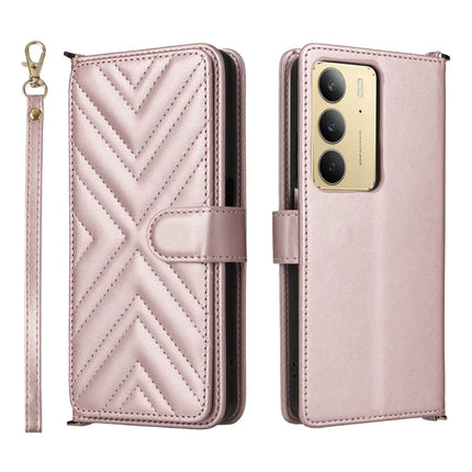 Wallet Phone Case for Realme 14x 5G / V60 Pro / C75 Leather Phone Cover with Shoulder Strap