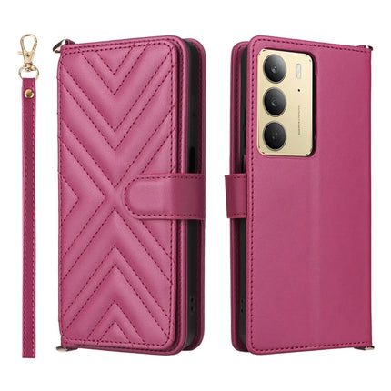 Wallet Phone Case for Realme 14x 5G / V60 Pro / C75 Leather Phone Cover with Shoulder Strap