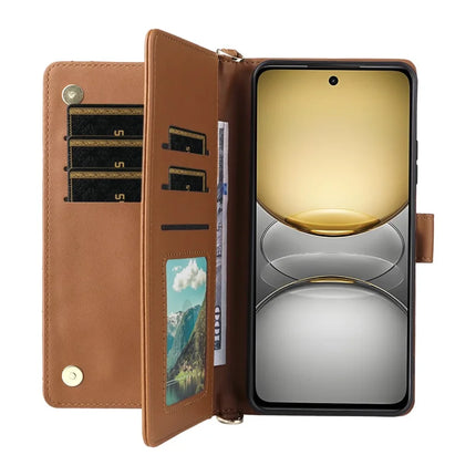 Wallet Phone Case for Realme 14x 5G / V60 Pro / C75 Leather Phone Cover with Shoulder Strap